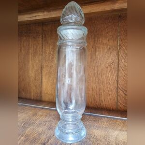 Vintage Clear Glass Apothecary Jar with Decorative Lid